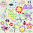 Set of nature textile stickers