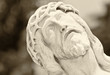 Head of Jesus with the crown of thorns in sepia
