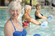 Photo : Women exercising in swimming pool Women exercising in swimming pool