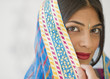 Mixed race woman in traditional Indian clothing