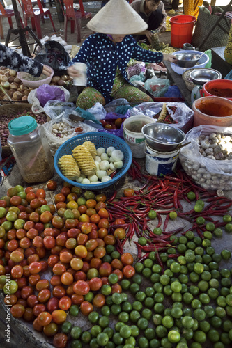 Photo: Vietnamese woman selling vegetables Vietnamese woman selling vegetables