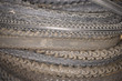 Close up of used tires