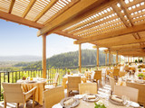 Photo: "Empty restaurant deck overlooking wine country at a luxury resort in Napa Valley, California" "Empty restaurant deck overlooking wine country at a luxury resort in Napa Valley, California"