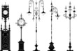 Old-fashioned street lanterns and clocks Old-fashioned street lanterns and clocks