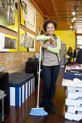 Photo: African American small business owner in clothing shop African American small business owner in clothing shop