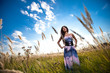 yong woman on the rural summer background