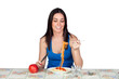 Attractive girl eating a apple