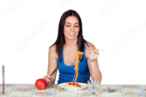 Photo: Attractive girl eating a apple Attractive girl eating a apple