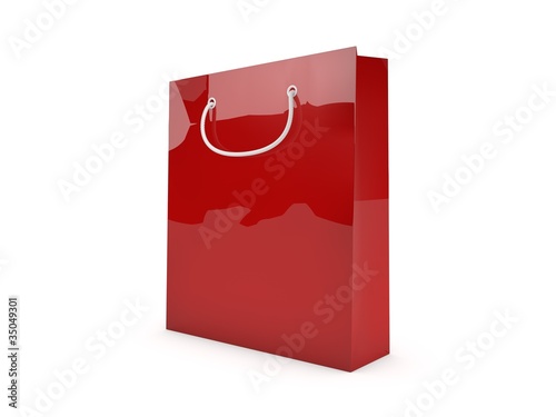 Illustration: 3d Tragetasche, Papiertüte rot / Shopping bag red 3d Tragetasche, Papiertüte rot / Shopping bag red