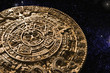 Aztec calendar stone carving in space