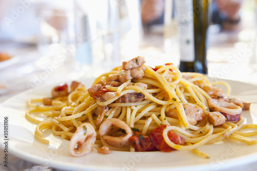 Photo: Plate of calamari spaghetti Plate of calamari spaghetti