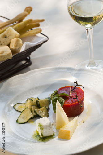 Photo: Italian cheese plate with tomato aspic Italian cheese plate with tomato aspic