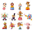 cartoon happy circus show icons collection. cartoon happy circus show icons collection.