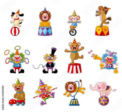 Vector: cartoon happy circus show icons collection. cartoon happy circus show icons collection.