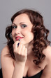 A woman with a  lipstick