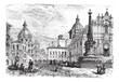The Elephant fountain,Catania vintage engraving The Elephant fountain,Catania vintage engraving