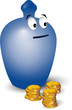 Cartoon moneybox with coins Cartoon moneybox with coins