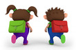 school kids running