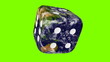 Planet Earth with clouds as dice on green background