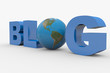3D word Blog with earth sphere replacing letter O