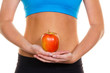 Frau mit Apfel Gymnastikanzug Frau mit Apfel Gymnastikanzug
