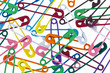 viele bunte Sicherheitsnadel