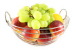 The metal basket with fruit The metal basket with fruit