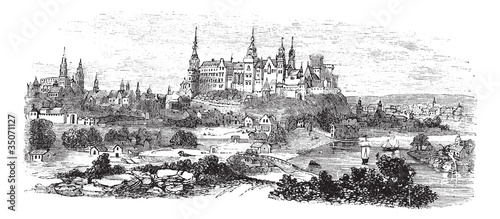 Vector: Wawel Castle or Royal Castle in Krakow, Poland, during the 1890s Wawel Castle or Royal Castle in Krakow, Poland, during the 1890s