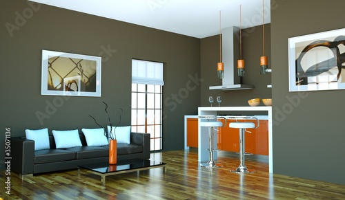 Illustration: Wohndesign - orangene Küche Wohndesign - orangene Küche