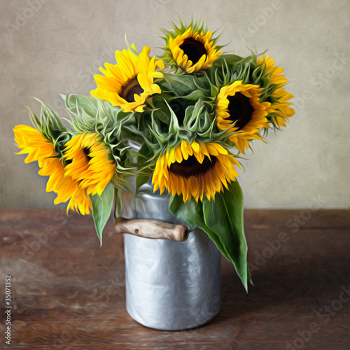 Illustration: Stilleben mit Sonnenblumen Stilleben mit Sonnenblumen