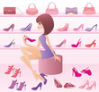 Shop of female footwear. vector, gradient