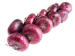 Red onions twisted in chain