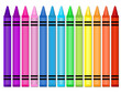 Crayons -Set of crayons displayed in a horizontal spectrum