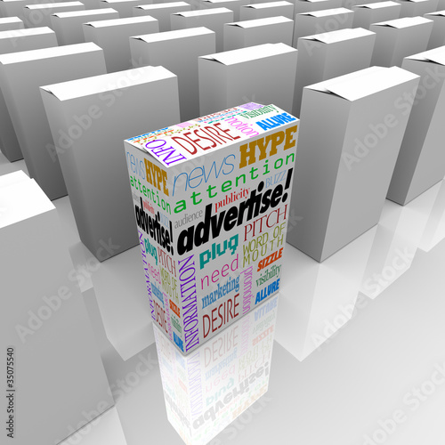 Illustration: Advertise Words on Box Store Shelf Unique Marketing Advertise Words on Box Store Shelf Unique Marketing