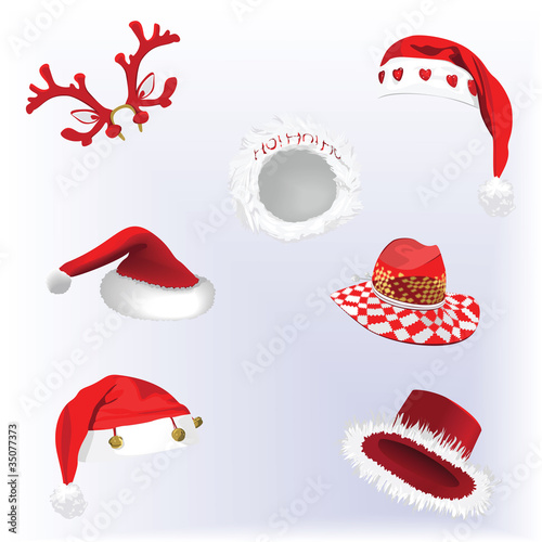 Vector: Collection of Christmas hats Collection of Christmas hats