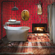 3D bathroom interior design,fashion and retro style