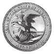 Great Seal of the State of Illinois  USA vintage engraving