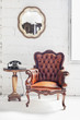 leather chair in white room interior