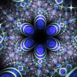 Blue jewel like flower with chaotic background Blue jewel like flower with chaotic background