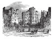 Lancaster castle, Lancashire vintage engraving