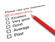 Survey form with a tick placed in Outstanding checkbox