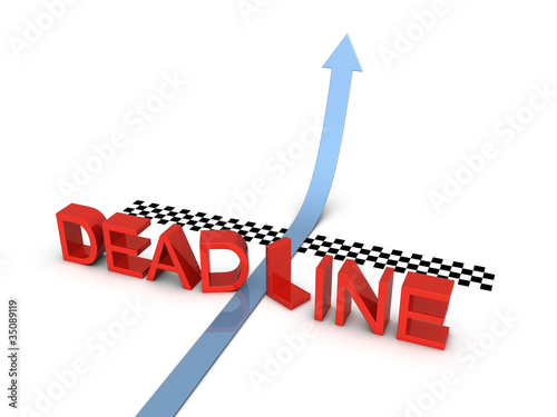 Illustration: Deadline and success. 3d illustration on the white background Deadline and success. 3d illustration on the white background