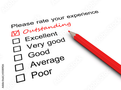 Illustration: Survey form with a tick placed in Outstanding checkbox Survey form with a tick placed in Outstanding checkbox