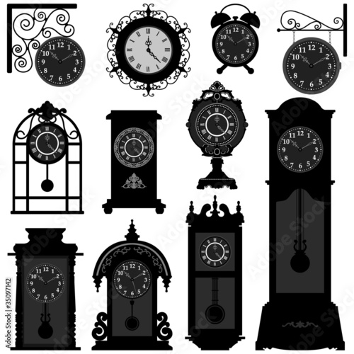 Vector: Clock Time Antique Vintage Ancient Classic Old Traditional Retro Clock Time Antique Vintage Ancient Classic Old Traditional Retro