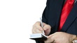 Businessman taking notes.
