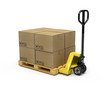 Pallet truck stacked with pallet and boxes Pallet truck stacked with pallet and boxes