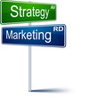 Marketing-strategy direction sign. Marketing-strategy direction sign.