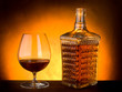 glass and luxury bottle of liquor