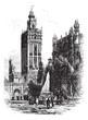 Giralda in Seville Spain vintage engraving Giralda in Seville Spain vintage engraving