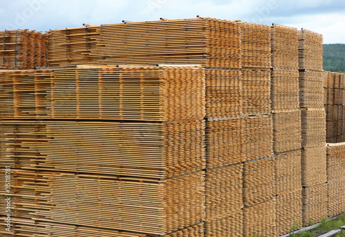 Photo: Stacked Timber Planks Drying Stacked Timber Planks Drying